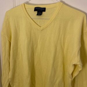 Hathaway Pima Cotton Yellow V-Neck Sweater Size XL